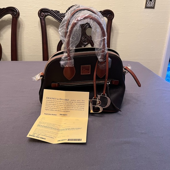 Dooney & Bourke- Small Domed Satchel in Brown and Tan- brand new with tags - Picture 6 of 6